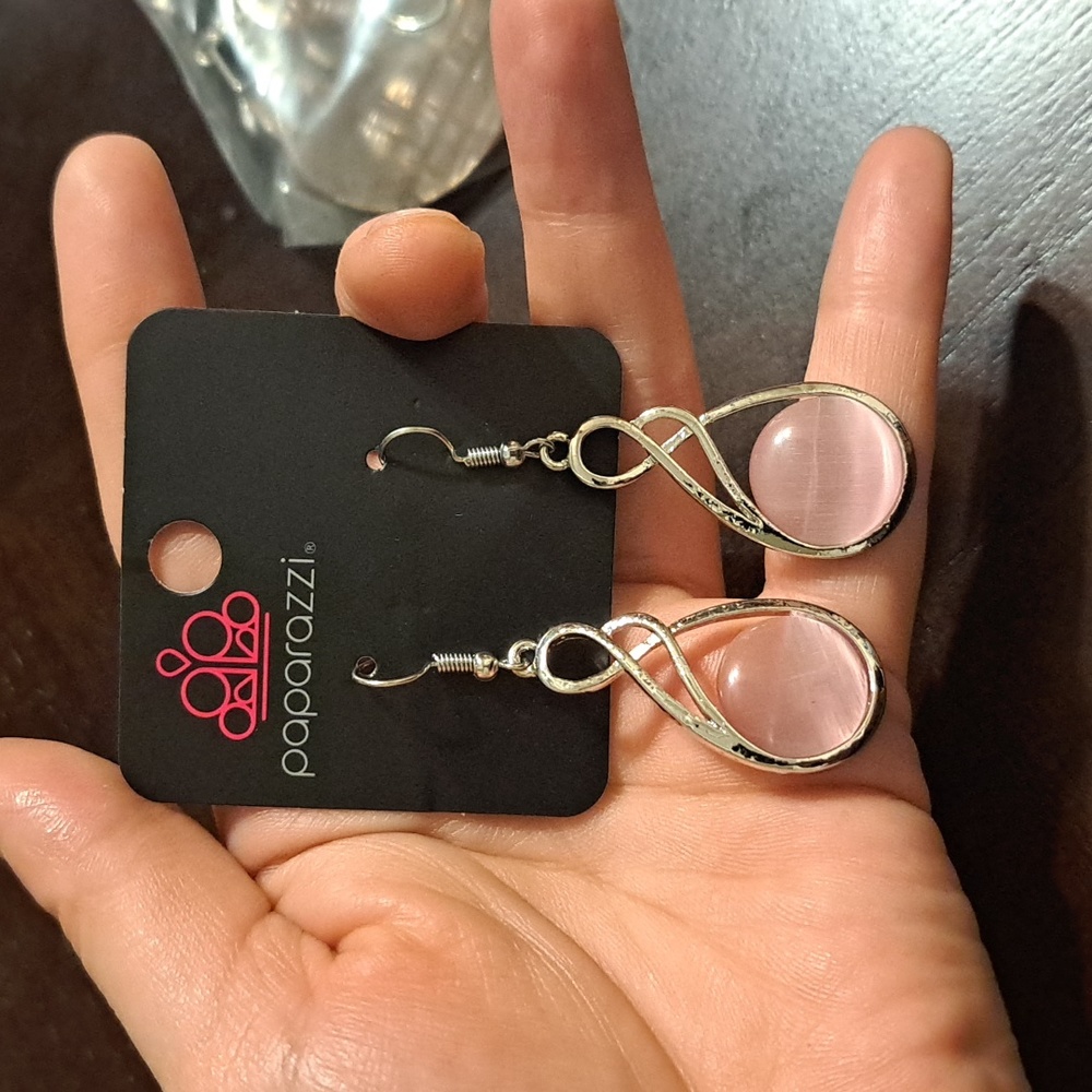 Paparazzi Light pink "moonstone" effect earrings